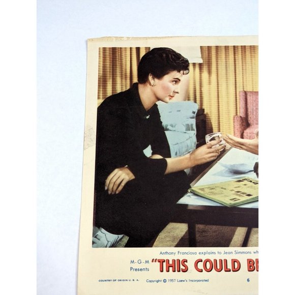 Set of 2 This Could Be the Night 1957 Lobby Card Movie‎ Poster Jean Simmons VTG - Picture 10 of 13
